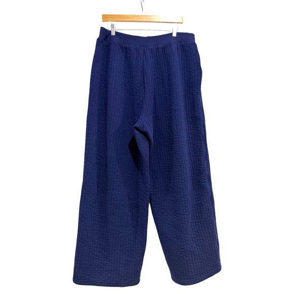Offline by Aerie Coffee Run Trousers Navy Blue Quilted Wide Leg Lounge Womens XL - Picture 2 of 5